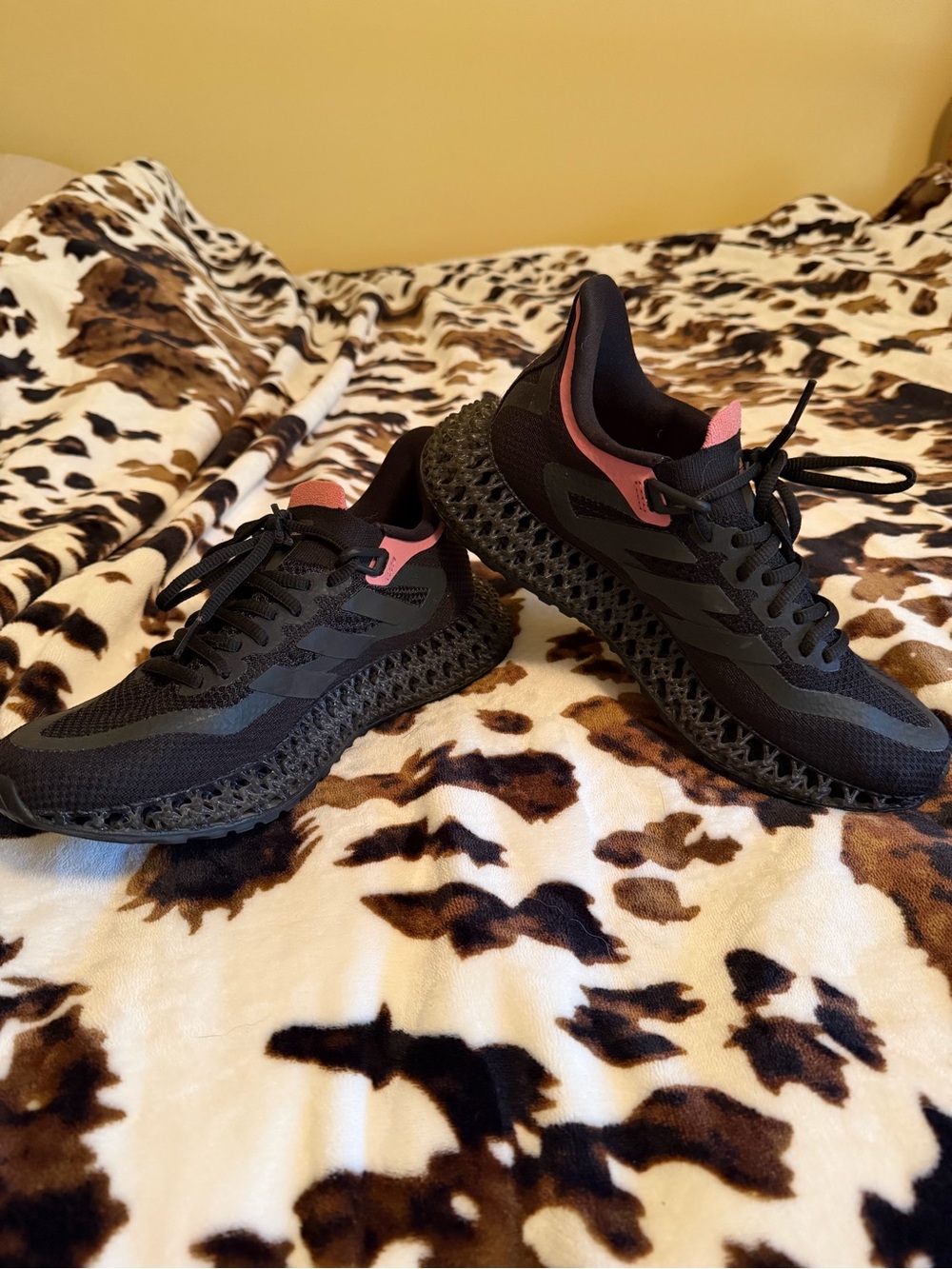 adidas Women's Black Athletic Sneakers with Pink Accents